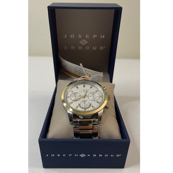 Joseph Abboud Silver/Gold-Tone White Dial Mens Watch In Original Box, New - Picture 5 of 14